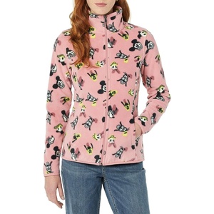 Amazon Essentials Disney | Marvel | Star Wars | Princess Women’s Long Sleeve Polar Fleece Full-Zip Mock Outerwear Jacket(Minnie and Friends)