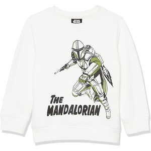 Amazon Essentials Disney | Marvel | Star Wars Boys and Toddlers’ Fleece Crewneck Pullover Sweatshirt(Star Wars Mando)