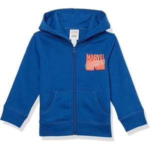 Amazon Essentials Disney | Marvel | Star Wars Boys and Toddlers’ Fleece Zip-Up Hoodie Sweatshirts (Previously Spotted Zebra)(Marvel Comics Logo)