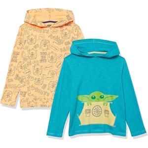 Amazon Essentials Disney | Marvel | Star Wars Boys and Toddlers’ Lightweight Hooded Long-Sleeve T-Shirts, Pack of 2(Star Wars Child)