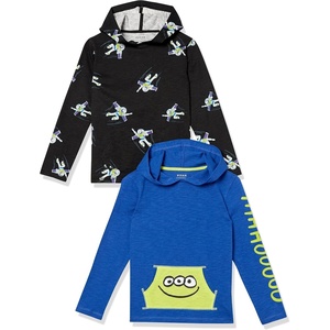 Amazon Essentials Disney | Marvel | Star Wars Boys and Toddlers’ Lightweight Hooded Long-Sleeve T-Shirts, Pack of 2(Toy Story Space)