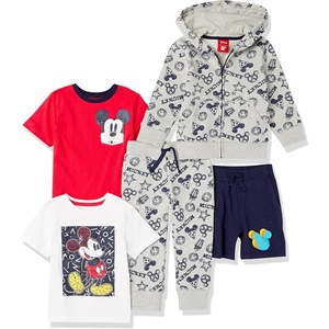 Amazon Essentials Disney | Marvel | Star Wars Boys and Toddlers’ Outfit Sets, Pack of 5(Mickey Snacks)