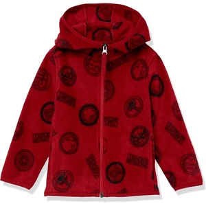 Amazon Essentials Disney | Marvel | Star Wars Boys and Toddlers’ Polar Fleece Full-Zip Hooded Outerwear Jacket(Marvel Logo)