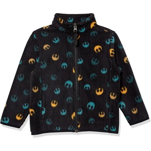 Amazon Essentials Disney | Marvel | Star Wars Boys and Toddlers’ Polar Fleece Full-Zip Mock Winter Outerwear Jackets(Black Star Wars)