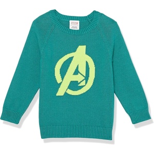 Amazon Essentials Disney | Marvel | Star Wars Boys and Toddlers’ Relaxed-Fit Cotton Pullover Crewneck Sweaters(Avengers Logo – Boys)