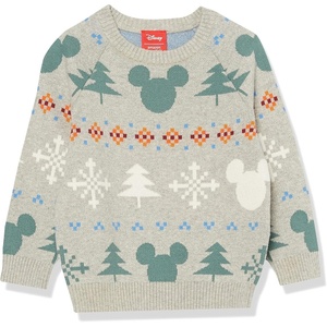Amazon Essentials Disney | Marvel | Star Wars Boys and Toddlers’ Relaxed-Fit Cotton Pullover Crewneck Sweaters(Mickey Fair Isle – Boys)