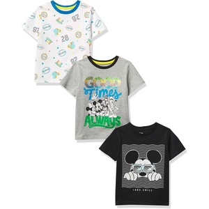 Amazon Essentials Disney | Marvel | Star Wars Boys and Toddlers’ Short-Sleeve T-Shirts, Multipacks(3-pack Mickey Chill)