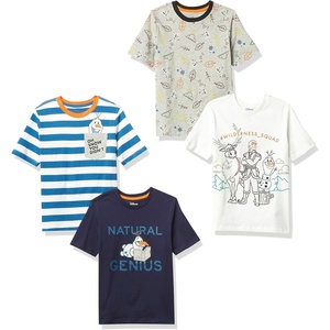 Amazon Essentials Disney | Marvel | Star Wars Boys and Toddlers’ Short-Sleeve T-Shirts, Multipacks(4-pack Frozen 2 Genius)