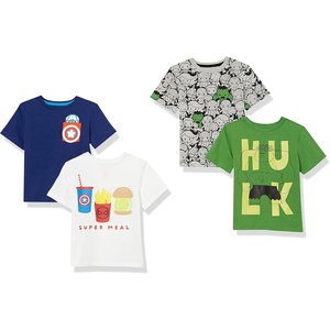 Amazon Essentials Disney | Marvel | Star Wars Boys and Toddlers’ Short-Sleeve T-Shirts, Multipacks(4-pack Marvel Hulk)