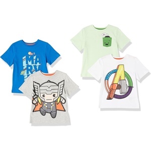 Amazon Essentials Disney | Marvel | Star Wars Boys and Toddlers’ Short-Sleeve T-Shirts, Multipacks(4-pack Marvel Icon Logo)