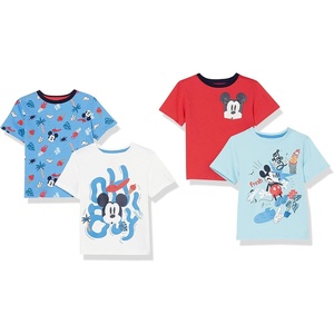 Amazon Essentials Disney | Marvel | Star Wars Boys and Toddlers’ Short-Sleeve T-Shirts, Multipacks(4-pack Mickey Americana)