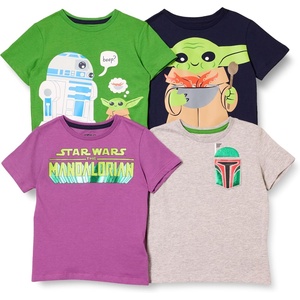 Amazon Essentials Disney | Marvel | Star Wars Boys and Toddlers’ Short-Sleeve T-Shirts, Multipacks(4-pack Star Wars the Child)