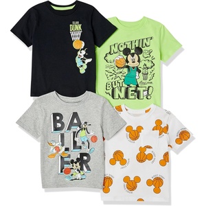 Amazon Essentials Disney | Marvel | Star Wars Boys and Toddlers’ Short-Sleeve T-Shirts(Mickey Basketball)