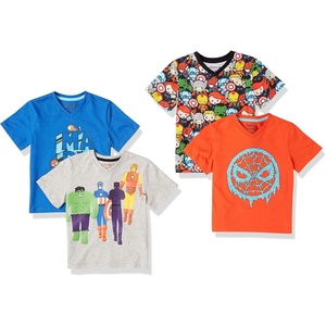 Amazon Essentials Disney | Marvel | Star Wars Boys and Toddlers’ Short-Sleeve V-Neck Cotton Jersey T-Shirts, Pack of 4(4-pack Marvel Squad)