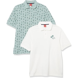 Amazon Essentials Disney | Marvel | Star Wars Men’s Regular-Fit Short Sleeve Cotton Pique Polo Shirt, Pack of 2(2-pack Mickey Peace)