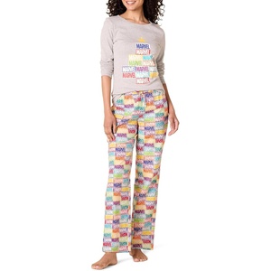 Amazon Essentials Disney | Marvel | Star Wars Women’s Flannel Pajama Sleep Sets, PJs Pants Nightwear(Marvel Holiday Bricks)