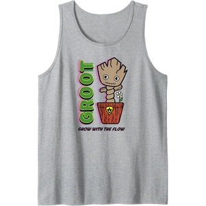 Amazon Essentials Guardians of the Galaxy Groot Grow With The Flow Tank Top(Heather Grey)
