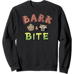Amazon Essentials Guardians of the Galaxy Groot and Rocket Bark and Bite Sweatshirt(Black)