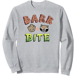 Amazon Essentials Guardians of the Galaxy Groot and Rocket Bark and Bite Sweatshirt(Heather Grey)