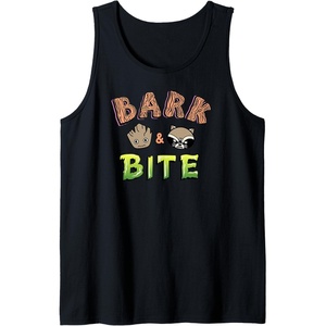 Amazon Essentials Guardians of the Galaxy Groot and Rocket Bark and Bite Tank Top(Black)