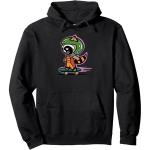 Amazon Essentials Guardians of the Galaxy Skateboarding Rocket Pullover Hoodie(Black)