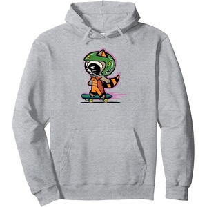 Amazon Essentials Guardians of the Galaxy Skateboarding Rocket Pullover Hoodie(Heather Grey)