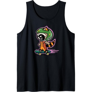 Amazon Essentials Guardians of the Galaxy Skateboarding Rocket Tank Top(Black)