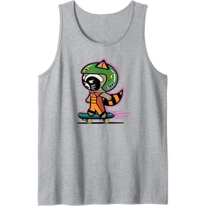 Amazon Essentials Guardians of the Galaxy Skateboarding Rocket Tank Top(Heather Grey)