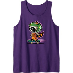 Amazon Essentials Guardians of the Galaxy Skateboarding Rocket Tank Top(Purple)