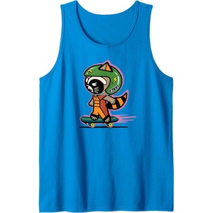Amazon Essentials Guardians of the Galaxy Skateboarding Rocket Tank Top(Sapphire Blue)