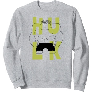 Amazon Essentials Marvel Avengers Cartoon Hulk Drawing Sweatshirt(Heather Grey)