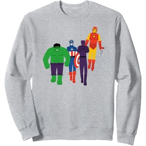 Amazon Essentials Marvel Avengers Flat and Stylized Heroes Sweatshirt(Heather Grey)