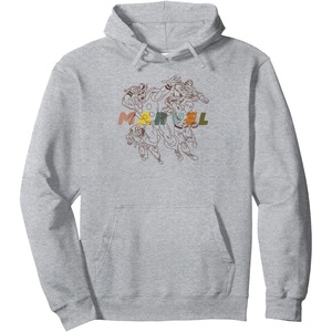 Amazon Essentials Marvel Avengers Hand-Drawn Multi Hero Collage Pullover Hoodie(Heather Grey)