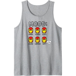 Amazon Essentials Marvel Avengers Moods of Iron Man Tank Top(Heather Grey)