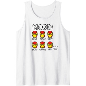 Amazon Essentials Marvel Avengers Moods of Iron Man Tank Top(White)
