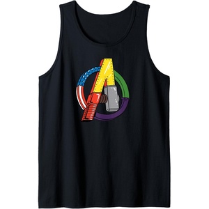 Amazon Essentials Marvel Avengers Multi Hero Logo Collage Tank Top(Black)