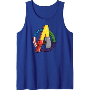 Amazon Essentials Marvel Avengers Multi Hero Logo Collage Tank Top(Royal Blue)