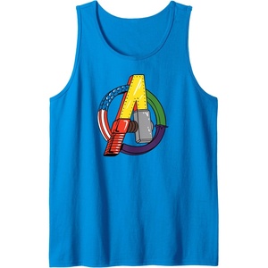 Amazon Essentials Marvel Avengers Multi Hero Logo Collage Tank Top(Sapphire Blue)