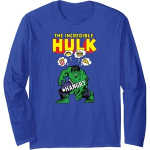 Amazon Essentials Marvel Avengers The Incredible Hulk Hangry Long Sleeve T-Shirt(Royal Blue)