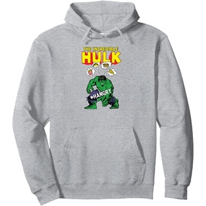 Amazon Essentials Marvel Avengers The Incredible Hulk Hangry Pullover Hoodie(Heather Grey)