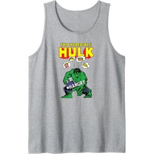 Amazon Essentials Marvel Avengers The Incredible Hulk Hangry Tank Top(Heather Grey)
