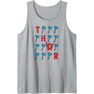 Amazon Essentials Marvel Avengers Thor Hammer Grid Tank Top(Heather Grey)