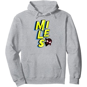 Amazon Essentials Marvel Miles Morales Spider-Man Bold Yellow Name Pullover Hoodie(Heather Grey)
