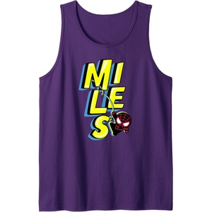 Amazon Essentials Marvel Miles Morales Spider-Man Bold Yellow Name Tank Top(Purple)