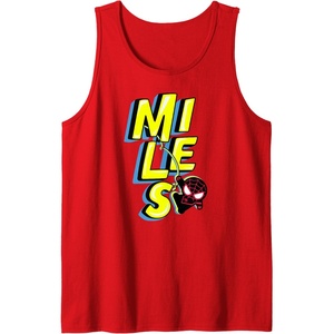 Amazon Essentials Marvel Miles Morales Spider-Man Bold Yellow Name Tank Top(Red)