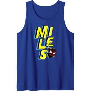 Amazon Essentials Marvel Miles Morales Spider-Man Bold Yellow Name Tank Top(Royal Blue)