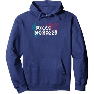 Amazon Essentials Marvel Miles Morales Spider-Man Checkerboard Collage Pullover Hoodie(Navy Blue)