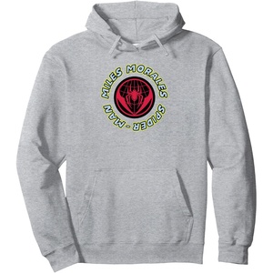 Amazon Essentials Marvel Miles Morales Spider-Man Circular Logo Pullover Hoodie(Heather Grey)