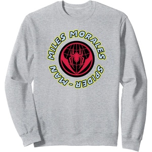 Amazon Essentials Marvel Miles Morales Spider-Man Circular Logo Sweatshirt(Heather Grey)