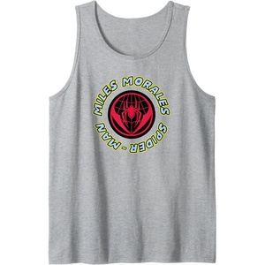 Amazon Essentials Marvel Miles Morales Spider-Man Circular Logo Tank Top(Heather Grey)